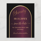 ブラックブルゴーニュ70歳の誕生日は日付カードを保存 (正面)