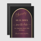 ブラックブルゴーニュ70歳の誕生日Dateマグネットを保存 (正面/裏面)