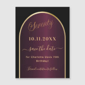 ブラックブルゴーニュ70歳の誕生日Dateマグネットを保存 (正面)