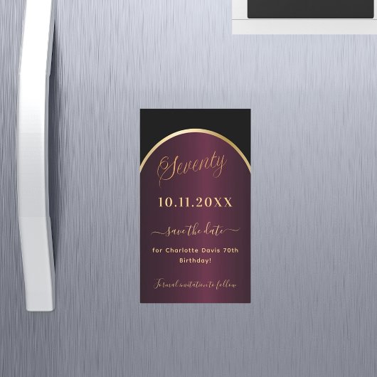 ブラックブルゴーニュ70歳の誕生日Dateマグネットを保存