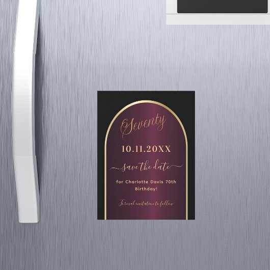 ブラックブルゴーニュ70歳の誕生日Dateマグネットを保存