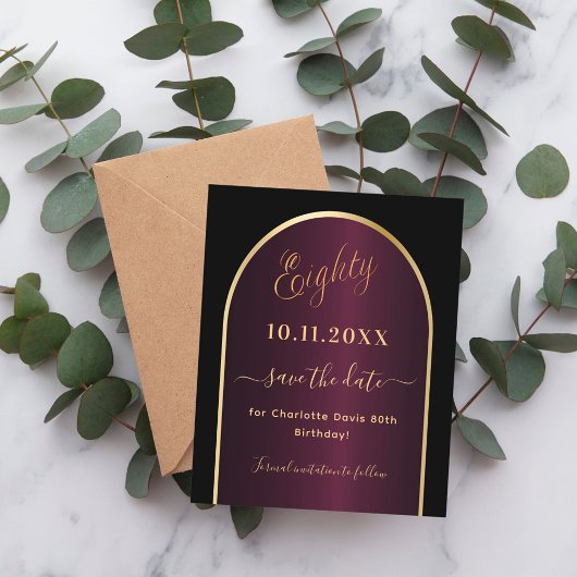 ブラックブルゴーニュ80歳の誕生日は日付カードを保存