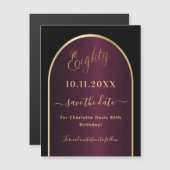 ブラックブルゴーニュ80歳の誕生日Dateマグネットを保存 (正面/裏面)