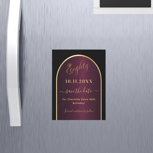 ブラックブルゴーニュ80歳の誕生日Dateマグネットを保存