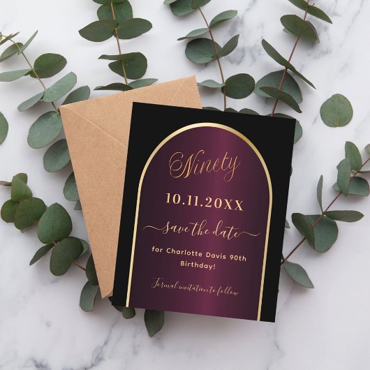 ブラックブルゴーニュ90歳の誕生日は日付カードを保存