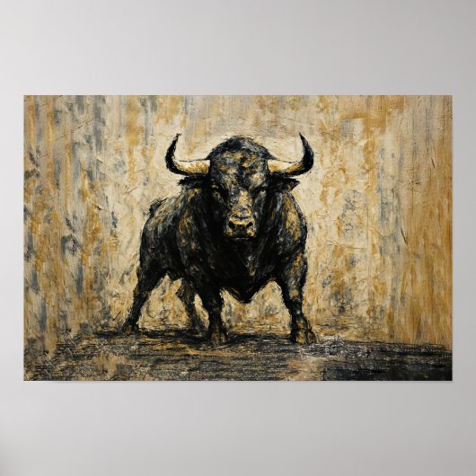 ブラックブルスペインのアクリル水カラーアートプリント ポスター (正面)