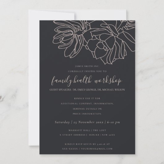 ブラックブルッシュデザートサボテン  多肉植物 ワークショップ イベント 招待状 (正面)