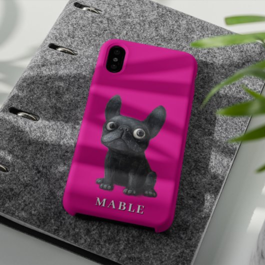 ブラックブルフランスのドッグかわいいイラストレーション Case-Mate iPhoneケース