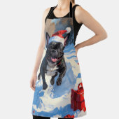 ブラックブルフランスのドッグクリスマスフェスティバルスノーシーン エプロン (インサイチュ)