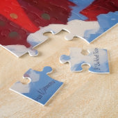 ブラックブルフランスのドッグクリスマスフェスティバルスノーシーン ジグソーパズル (側面)