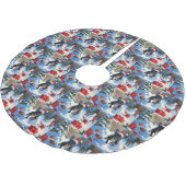 ブラックブルフランスのドッグクリスマスフェスティバルスノーシーン ブラッシュドポリエステルツリースカート (アングル)