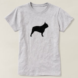 ブラックブルフランスのドッグシルエット Frenchie Dog Tシャツ