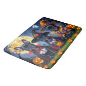 ブラックブルフランスのドッグズパンプキンハロウィンおもしろい バスマット (アングル)