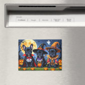 ブラックブルフランスのドッグズパンプキンハロウィンおもしろい マグネット (インサイチュ (食洗機))