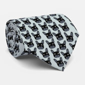 ブラックブルフランスのドッグブルーネックタイ ネクタイ (ロール)