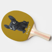 ブラックブルフランスのドッグマスタードイエローイラストレーション 卓球ラケット (横)