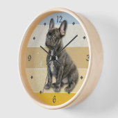 ブラックブルフランスのドッグレトロサンセット 壁時計 (傾斜)