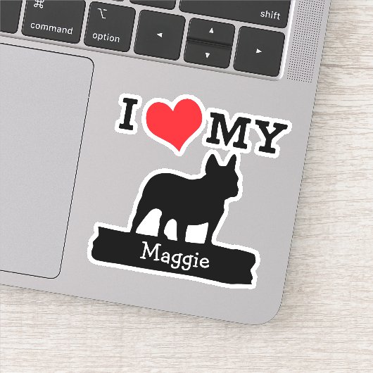 ブラックブルフランスのドッグ名前をカスタムする シール (詳細)