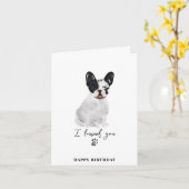 ブラックブルフランスのドッグ犬ムームパピーポーズ誕生日 カード (黄色い花)