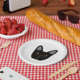 ブラックブルフランスのドッグ顔 ペーパープレート