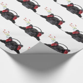 ブラックブルフランスのルドッグが自分の曲にグルービング ラッピングペーパー (角)