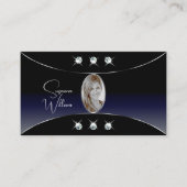 ブラックブルーとシルバーデコールダイヤモンドと写真 名刺 (正面)