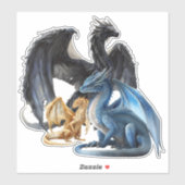 ブラックブルーと金ゴールドドラゴン シール (シート)