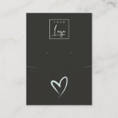 ブラックブルーのハートネックレスイヤリングロゴディスプレイ 名刺 (正面)