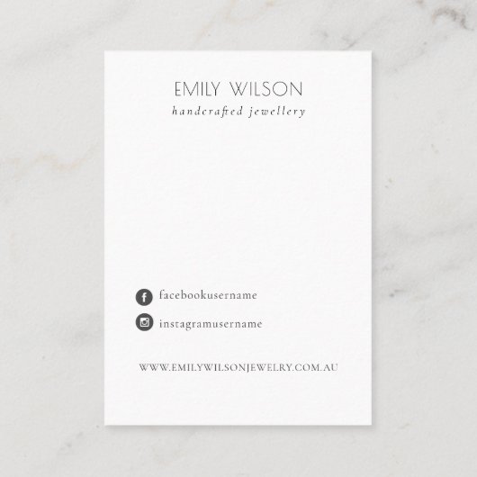 ブラックブルーのハートネックレスイヤリングロゴディスプレイ 名刺 (裏面)