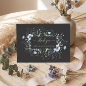 ブラックブルーの野の花の結婚式のお礼 サンキューカード