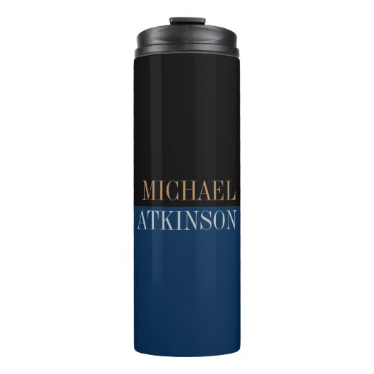 ブラックブルーはっきりした文字スタイリッシュトレンディー タンブラー (正面)