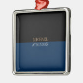 ブラックブルーはっきりした文字スタイリッシュトレンディー メタルオーナメント (左)