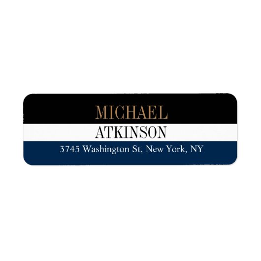 ブラックブルーはっきりした文字トレンディースタイリッシュモダン ラベル (正面)