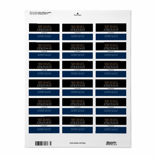 ブラックブルーはっきりした文字トレンディースタイリッシュ ラベル (フルシート)