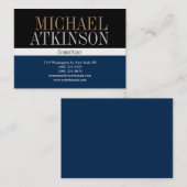 ブラックブルーはっきりした文字トレンディースタイリッシュ 名刺 (正面/裏面)