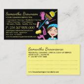 ブラックブルーイエロークリーニング清掃の清掃レディーメイド 名刺 (正面/裏面)