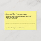 ブラックブルーイエロークリーニング清掃の清掃レディーメイド 名刺 (裏面)