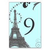 ブラックブルーエッフェルタワーヴィンテージ結婚パリ テーブルナンバー (裏面)