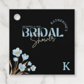 ブラックブルーエレガントウォーター色フローラブライダルシャワー フェイバータグ (正面)