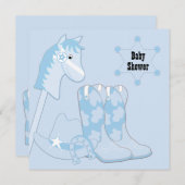 ブラックブルーカウボーイベビーシャワー 招待状 (正面/裏面)