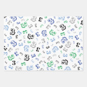 ブラックブルーカスタム誕生日年ラッピング紙 ラッピングペーパーシート (正面)