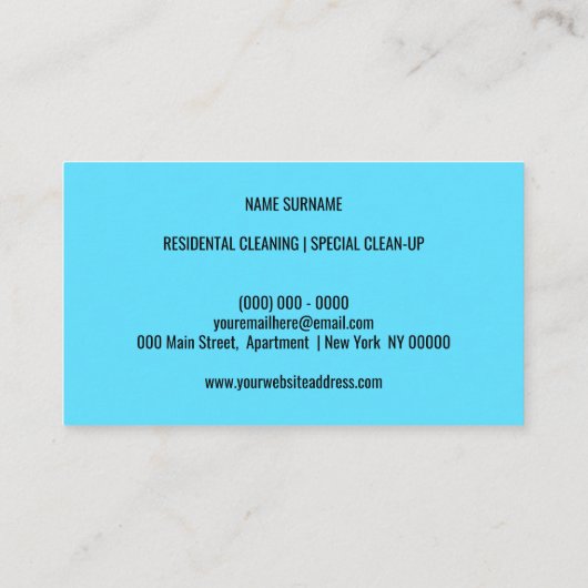 ブラックブルークリーニング清掃の清掃用品ハウスメイド 名刺 (裏面)