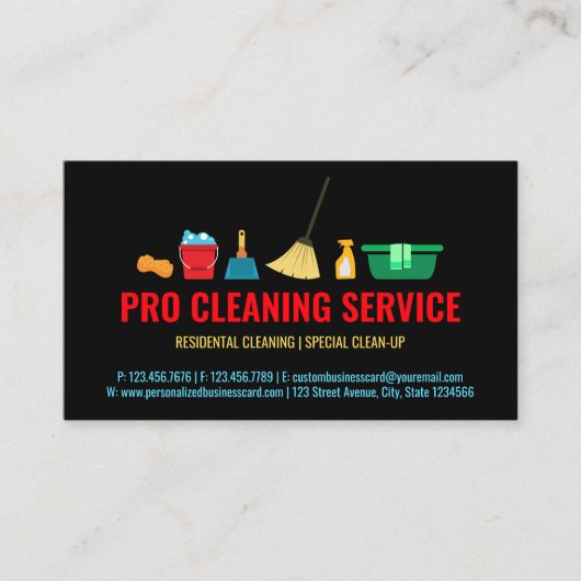 ブラックブルークリーニング清掃の清掃用品ハウスメイド 名刺 (正面)