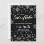 ブラックブルーグリッター冬ベビーシャワー招待状 招待状 (正面)