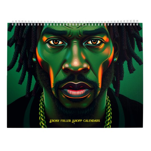 ブラックブルーグリーンと羨望のアフリカ人のロック カレンダー (裏面)