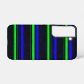 ブラックブルーグリーンストライプ SAMSUNG GALAXYケース (裏面横)