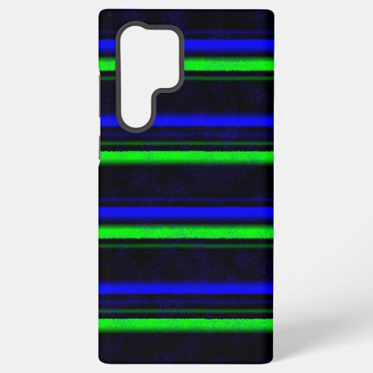ブラックブルーグリーンストライプ SAMSUNG GALAXYケース (裏面)