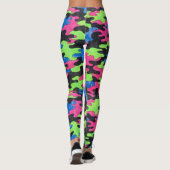 ブラックブルーグリーンピンクカモフラージュスタイル レギンス (裏面)