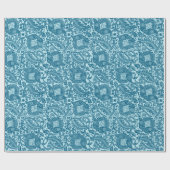 ブラックブルーグリーン中世ユニークフローラオーナメント ラッピングペーパー (フラット)