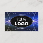 ブラックブルーグリーン華美スパークルダイヤモンドとロゴ 名刺 (正面)